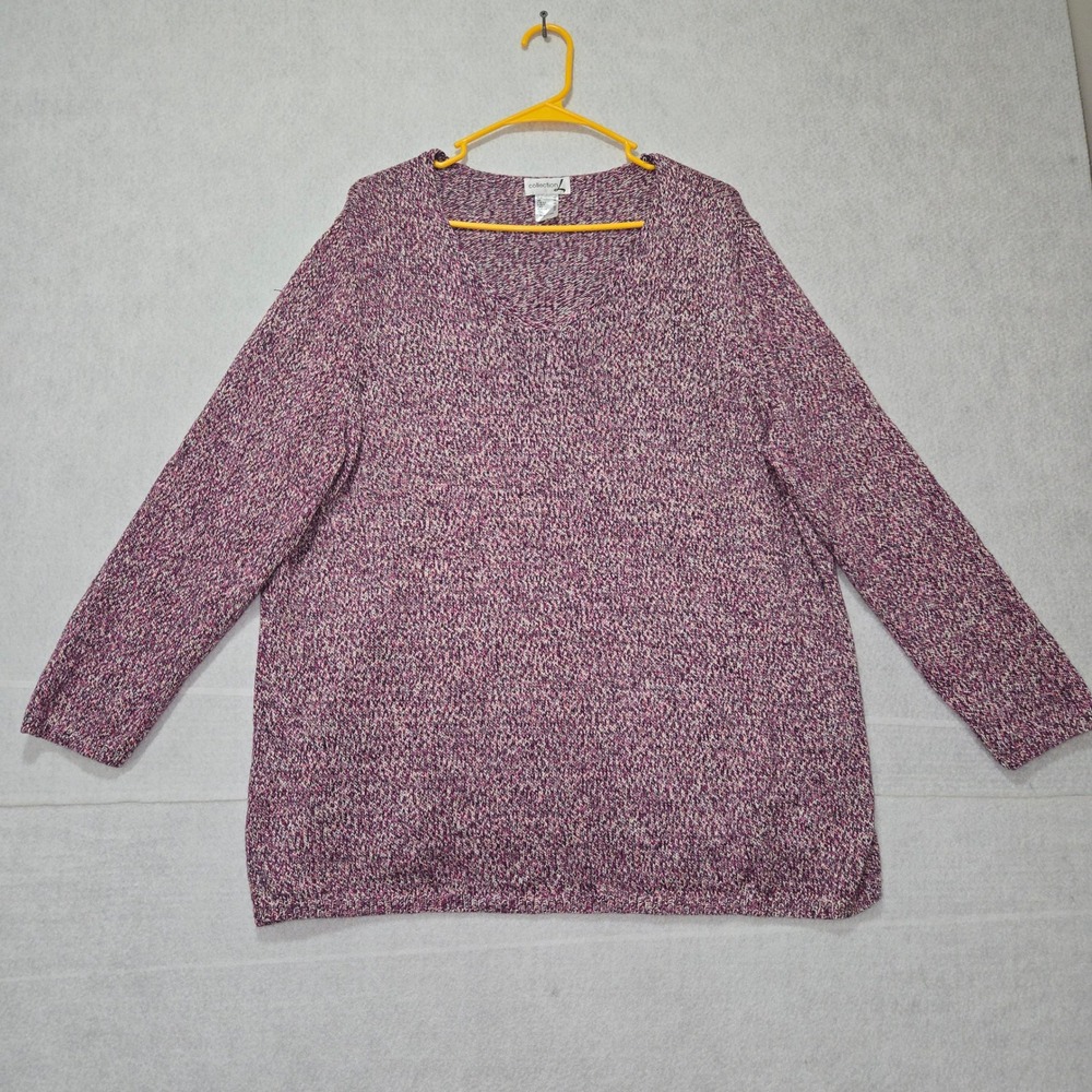 R#29 Collection L Women's Purple Multi Color Knit V Neck‎ Sweater Size 22